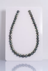 41pcs "Marua" Dark Green Purple Color Necklace - Circle 10-12mm AA quality Tahitian Pearl - Loose Pearl jewelry wholesale