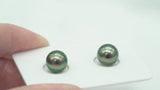 2pcs Green Matched Pair - SR 8.5mm AAA quality Tahitian Pearl Earrings