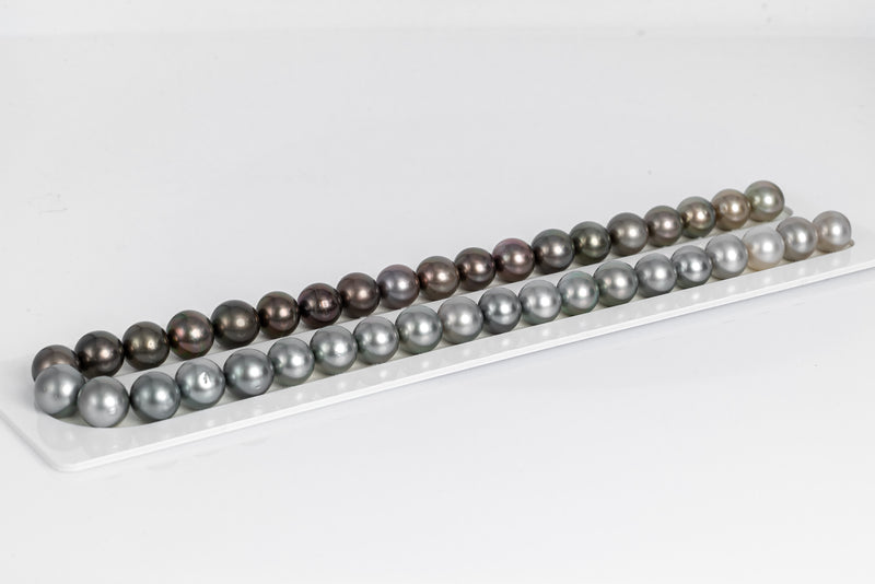 39pcs "Chocolate Flavour" Chocolate Silver Necklace - Semi-Round/Near-Round 11-12mm AA/A quality Tahitian Pearl - Loose Pearl jewelry wholesale