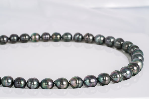 43pcs "Black Mirror" Dark Green Necklace - Circle 8-10mm AAA/AA quality Tahitian Pearl - Loose Pearl jewelry wholesale