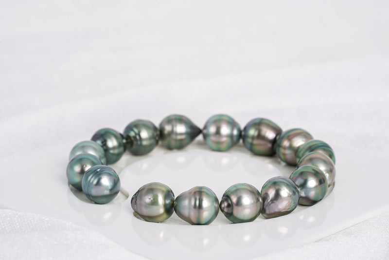 16pcs "Turning" Green Blue Bracelet - Circle 10mm AAA/AA quality Tahitian Pearl - Loose Pearl jewelry wholesale