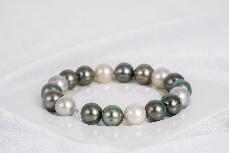 18pcs "Differences" White Green Bracelet - Round 10mm AAA/AA quality Tahitian Pearl - Loose Pearl jewelry wholesale