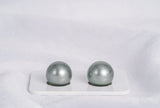 Grey Matched Pair - Round 13mm TOP/AAA quality Tahitian Pearl - Loose Pearl jewelry wholesale