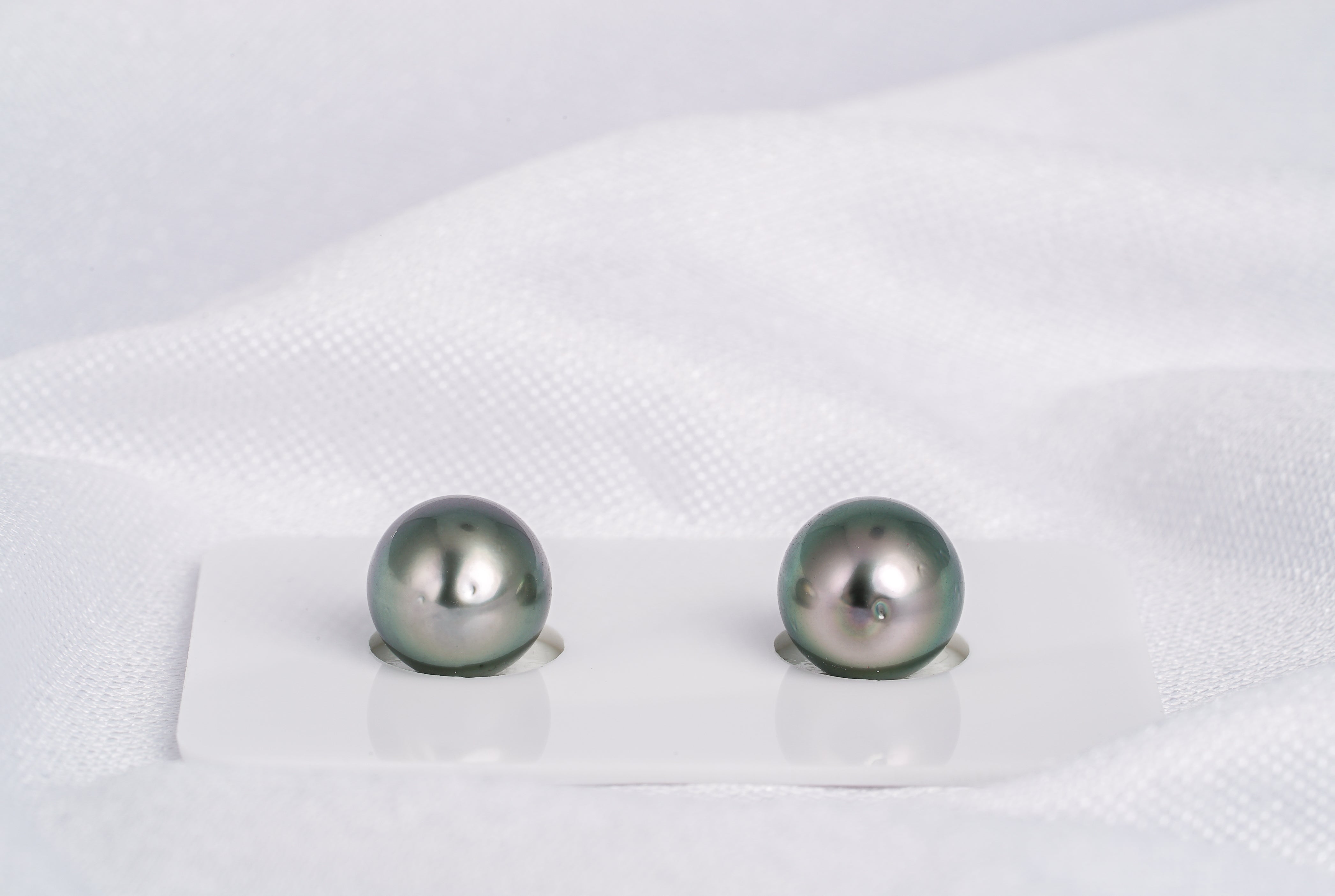Green Matched Pair - SB/Drop 9mm AAA/AA quality Tahitian Pearl - Loose Pearl jewelry wholesale