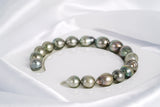 17pcs "The Choice" Apple Green Bracelet - Semi-Baroque 9-10mm AAA quality Tahitian Pearl - Loose Pearl jewelry wholesale