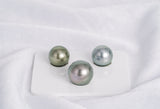 Silver & Green Trio Set- Semi-Round 12-14mm AA quality Tahitian Pearl - Loose Pearl jewelry wholesale