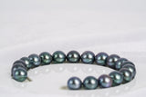 19pcs "Unisex" Purple Bracelet - Semi-Round 9-10mm AA/A quality Tahitian Pearl - Loose Pearl jewelry wholesale