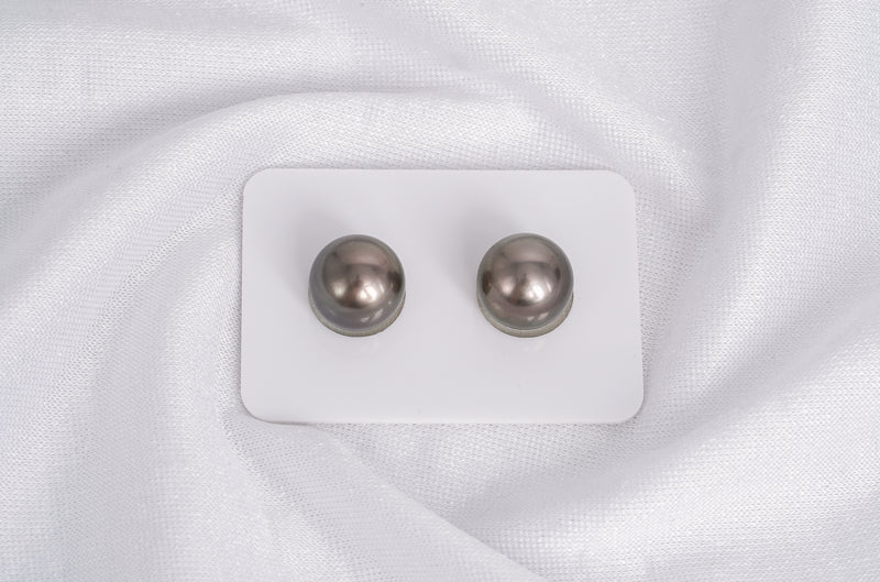 Cherry Brownish Matched Pair - Round 11mm AAA quality Tahitian Pearl - Loose Pearl jewelry wholesale
