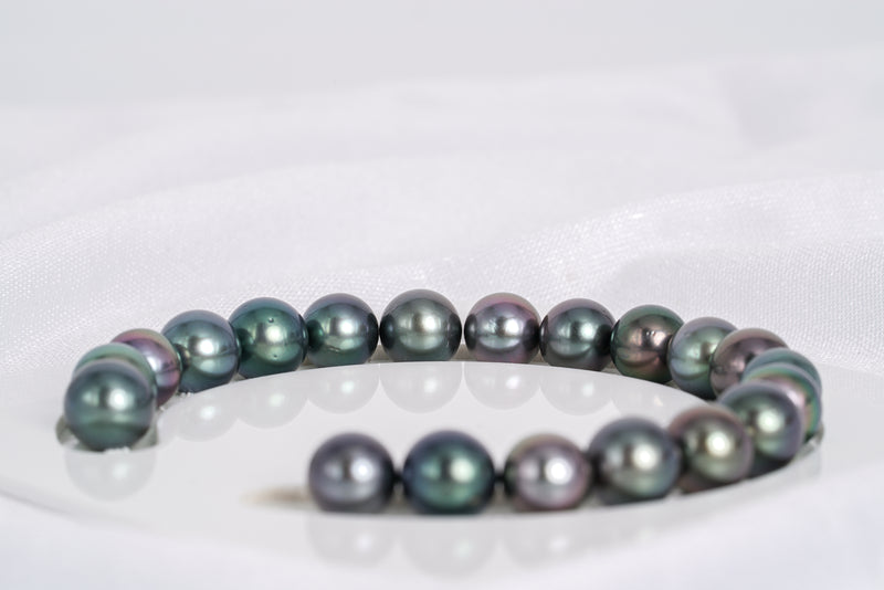 20pcs "Night Fury I" Purple Green Bracelet - R/SR 9mm AA quality Tahitian Pearl - Loose Pearl jewelry wholesale