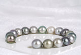 17pcs "LOOP" Light Mix Bracelet - Semi-Round/Near-Round 11mm AAA/AA quality Tahitian Pearl - Loose Pearl jewelry wholesale