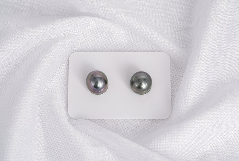 Grey Green Cherry Matched Pair - Oval 10mm TOP quality Tahitian Pearl - Loose Pearl jewelry wholesale
