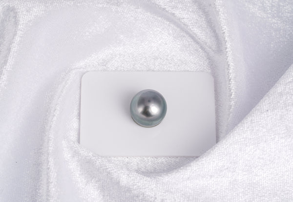 Blueish Silver Single Pearl - Round 13.5mm AAA quality Tahitian Pearl - Loose Pearl jewelry wholesale