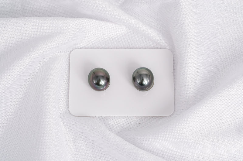 Green Matched Pair - Oval 10mm TOP quality Tahitian Pearl - Loose Pearl jewelry wholesale