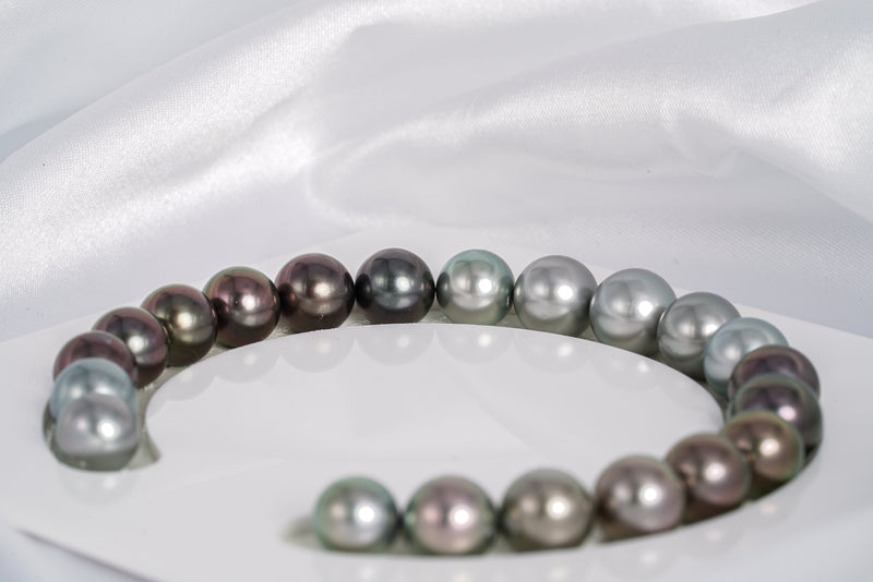 21pcs "Little Muddy" Mix Color Bracelet - Round/Semi-Round 8-10mm AAA quality Tahitian Pearl - Loose Pearl jewelry wholesale