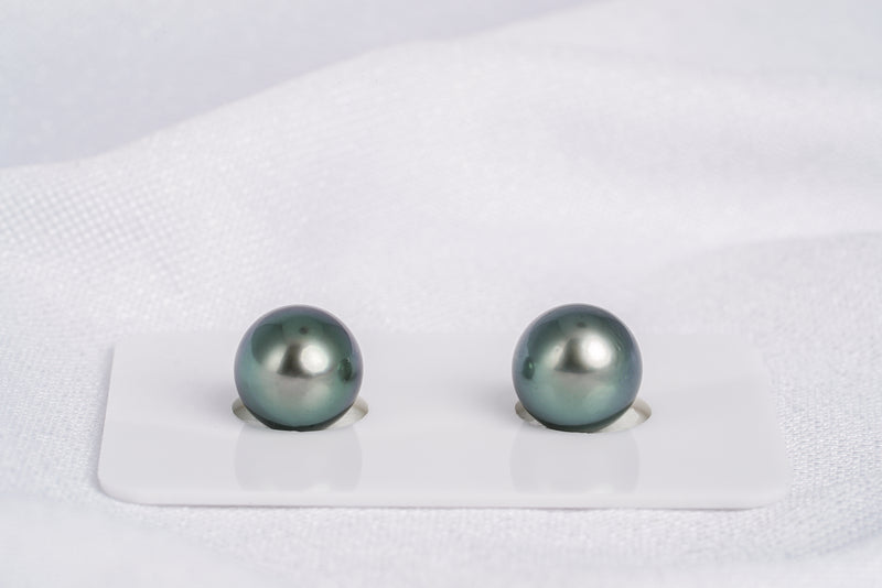 Green Matched Pair - SB/Drop 9mm AAA/AA quality Tahitian Pearl - Loose Pearl jewelry wholesale