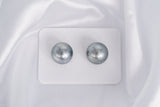 Gray Color Matched Pair - Semi-Round 13mm AAA quality Tahitian Pearl Earrings - Loose Pearl jewelry wholesale