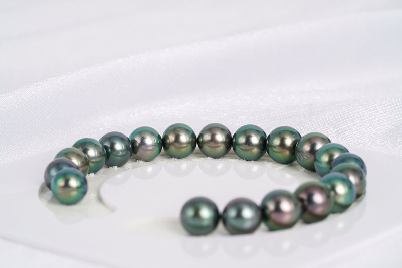 19pcs Dark Blue Green Bracelet - Round 8mm AA quality Tahitian Pearl - Loose Pearl jewelry wholesale