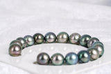 17pcs Green Mix Bracelet - Semi-Round/Near-Round 10-12mm AA quality Tahitian Pearl - Loose Pearl jewelry wholesale