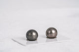 Brownish Matched Pair - Round/Semi-Round 11mm AAA quality Tahitian Pearl - Loose Pearl jewelry wholesale