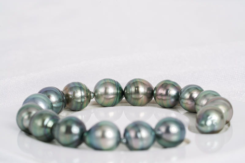 16pcs "Turning" Green Blue Bracelet - Circle 10mm AAA/AA quality Tahitian Pearl - Loose Pearl jewelry wholesale