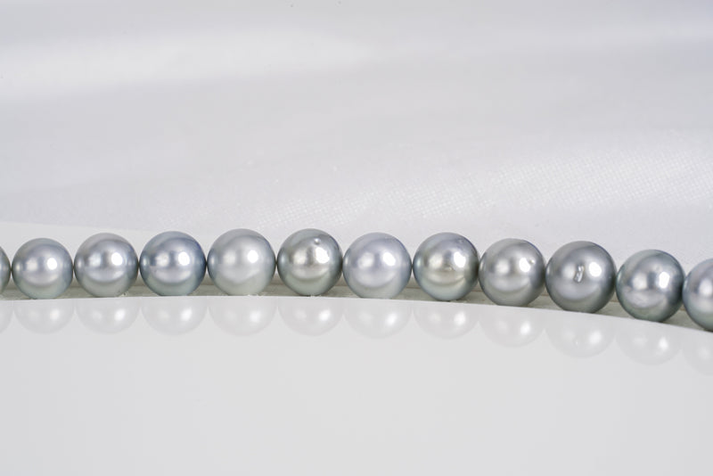 46pcs "Snow White" Light Grey Necklace - Semi-Round 8-11mm AA/AAA quality Tahitian Pearl - Loose Pearl jewelry wholesale