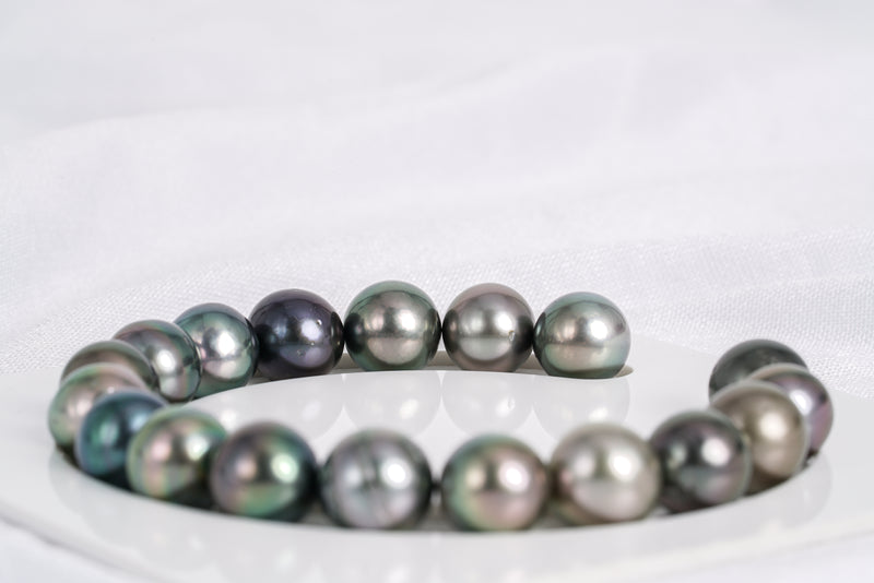 18pcs "Alpine" Multi Color Bracelet - Near-Round/Oval 10-11mm AA quality Tahitian Pearl - Loose Pearl jewelry wholesale