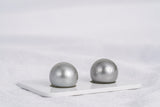 Silver Grey Matched Pair - Round 13mm AAA quality Tahitian Pearl - Loose Pearl jewelry wholesale