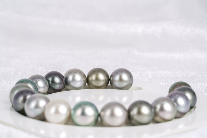 17pcs "LOOP" Light Mix Bracelet - Semi-Round/Near-Round 11mm AAA/AA quality Tahitian Pearl - Loose Pearl jewelry wholesale