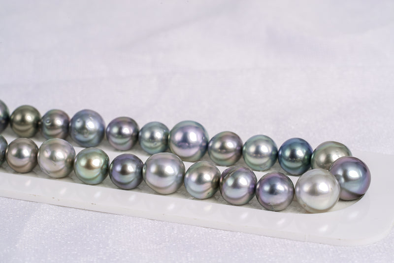 41pcs "Peony" Pastel Necklace - Near-Round 8-10mm AA/AAA quality Tahitian Pearl - Loose Pearl jewelry wholesale