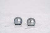 Silver Matched Pair - Round 13mm AAA/AA quality Tahitian Pearl - Loose Pearl jewelry wholesale