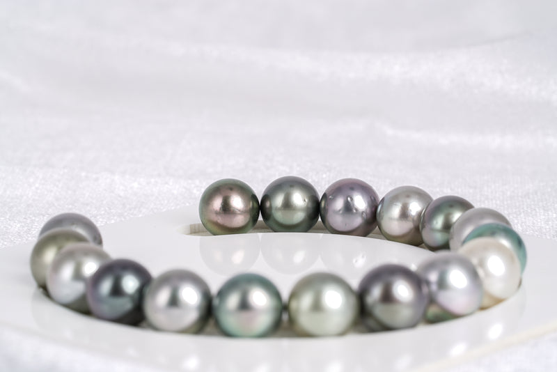 17pcs "LOOP" Light Mix Bracelet - Semi-Round/Near-Round 11mm AAA/AA quality Tahitian Pearl - Loose Pearl jewelry wholesale