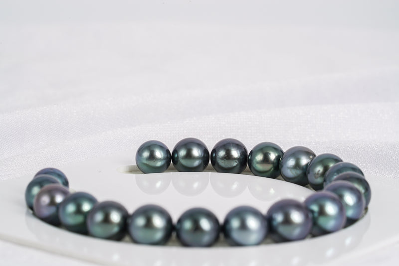 19pcs "Unisex" Purple Bracelet - Semi-Round 9-10mm AA/A quality Tahitian Pearl - Loose Pearl jewelry wholesale