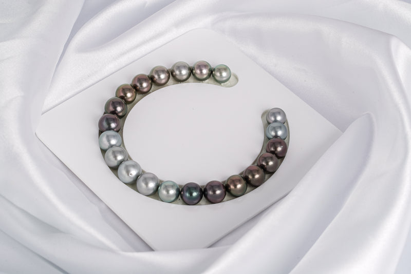 21pcs "Little Muddy" Mix Color Bracelet - Round/Semi-Round 8-10mm AAA quality Tahitian Pearl - Loose Pearl jewelry wholesale
