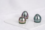 Peacock Mix Trio Set - Drop/Semi-Baroque 11mm TOP/AAA quality Tahitian Pearl - Loose Pearl jewelry wholesale