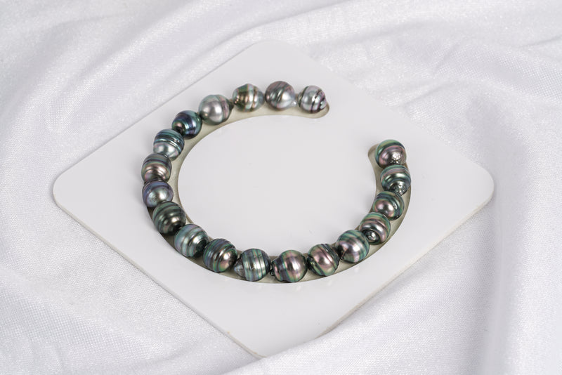 19pcs "Wheat" Peacock Mix Bracelet - Circle 9mm AAA quality Tahitian Pearl - Loose Pearl jewelry wholesale