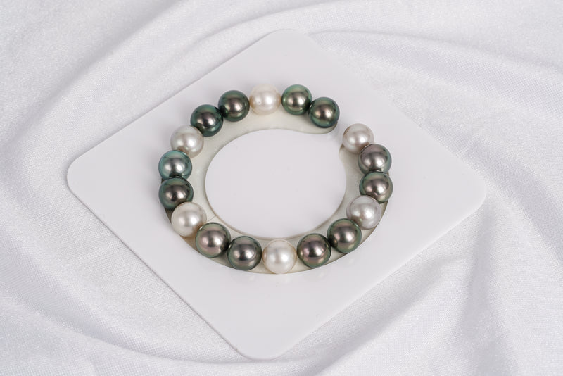 18pcs "Differences" White Green Bracelet - Round 10mm AAA/AA quality Tahitian Pearl - Loose Pearl jewelry wholesale