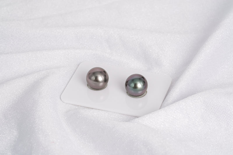 Cherry Matched Pair - Semi-Round 11mm AAA quality Tahitian Pearl - Loose Pearl jewelry wholesale