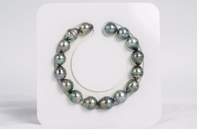 16pcs "Turning" Green Blue Bracelet - Circle 10mm AAA/AA quality Tahitian Pearl - Loose Pearl jewelry wholesale