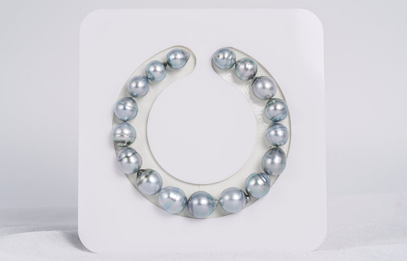 17pcs "Chambord" Silver Bracelet - Circle 8-10mm AAA/AA quality Tahitian Pearl - Loose Pearl jewelry wholesale