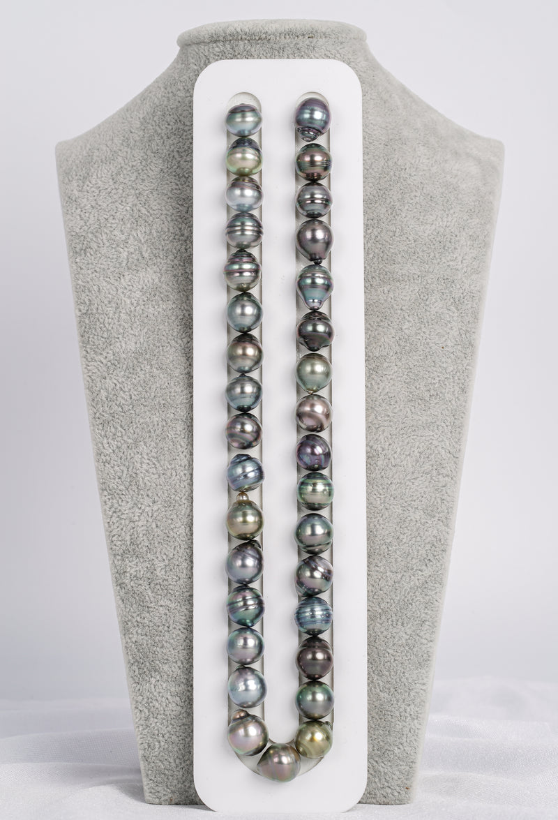 33pcs "Tornade" Mix Necklace - Circle 11mm AAA/AA quality Tahitian Pearl - Loose Pearl jewelry wholesale